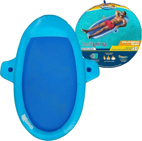 Zwembad Lounger - Luchtbed Zwembad - Ontspannen in Water - Verkoelend Gaas - 68" x 50" x 6" - Blauw