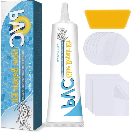 Zwembad Reparatie Kit - Vinyl Plakset - Lekkages Dichten - Waterdicht Onderwater Gebruik - 6x6 cm Patches - Blauw van Merkloos