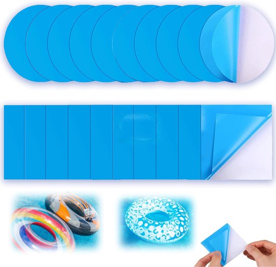 Zwembad Reparatie Set - Luchtbed Patches - Lekkages Dichten - Zelfklevend Waterdicht PVC - 20 Stuks 7x7cm - Blauw van Merkloos