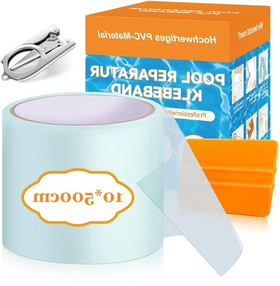 Zwembad reparatieset - Onderwater tape - Lekkages dichten - Zelfklevend PVC - 10x500 cm - Transparant
