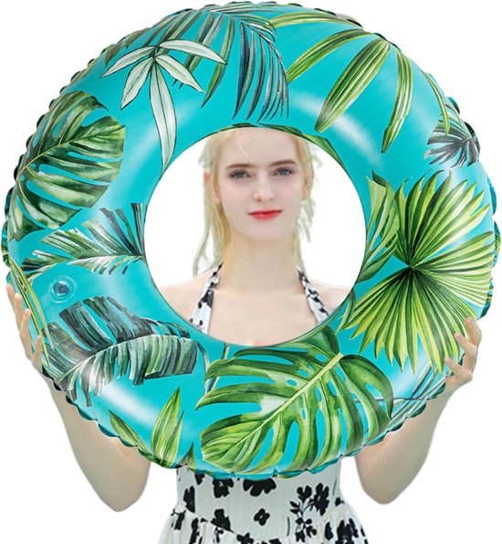 Zwembad Vlot - Opblaasbare Band - Ontspannen in Water - Tropisch Bladpatroon - 80 cm - Groen