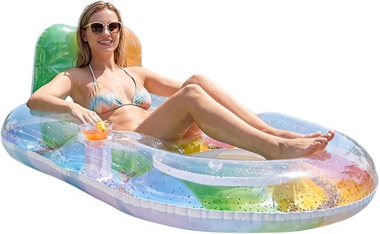 Zwembad Vlotter - Drijvende Stoel - Water Ontspanning - Met Bekerhouder - 140x86cm Opgeblazen - Niet gespecificeerd
