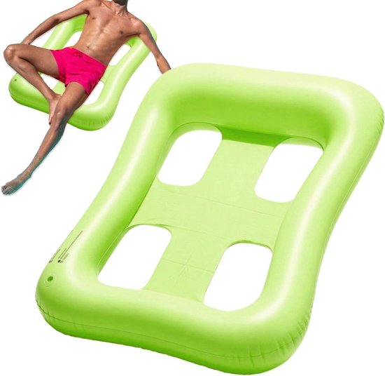 Zwembaddrijver - Opblaasstoel Vlot - Ontspannen op water - Comfortabele rugleuning - 90x120 cm - Groen
