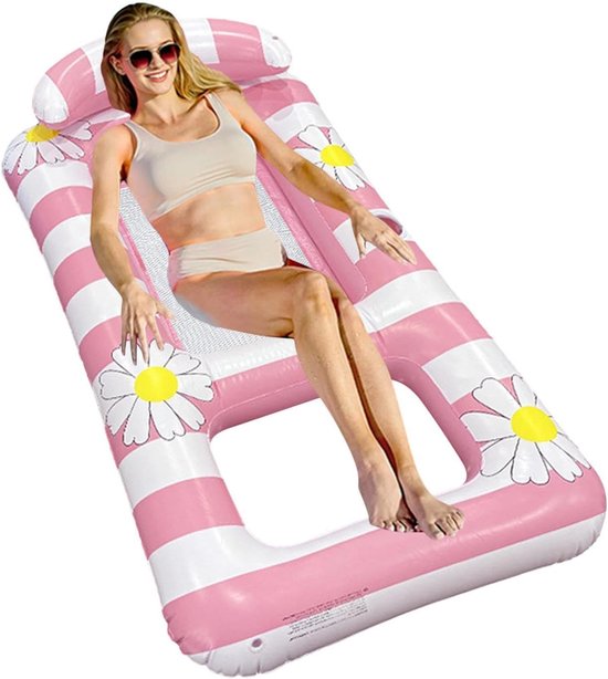 Zwembaddrijver Volwassenen - Drijvende Ligstoel - Water Ontspanning - Hoofdsteun Comfort - 154 x 82 cm - Roze