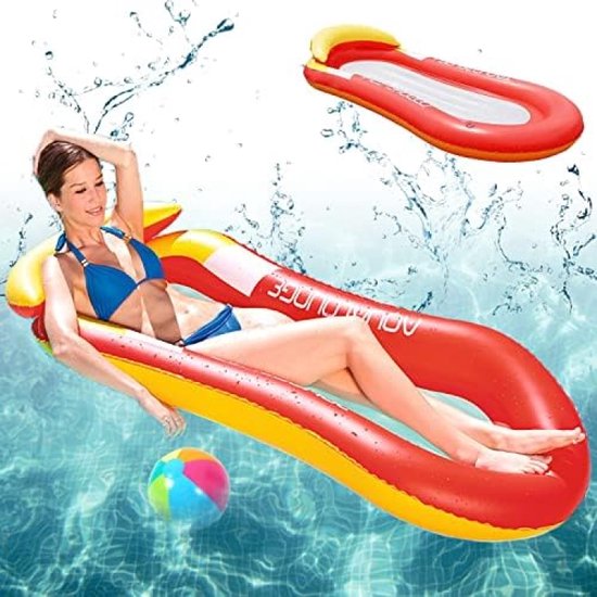 Zwembadhangmat, opblaasbaar waterbed voor volwassenen voor zwembad & strand (Rood) van Femor