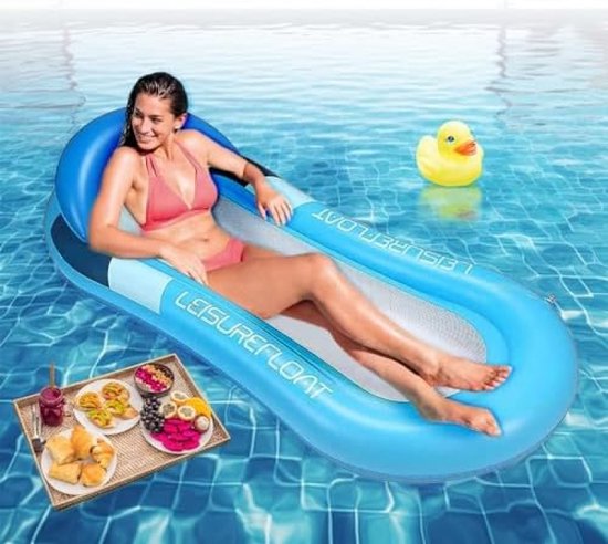 Zwembadhangmat, opblaasbare waterhangmat met mesh, luchtmatras, ligbed, drijvende loungestoel, zwembad, opblaasbaar speelgoed van Intex