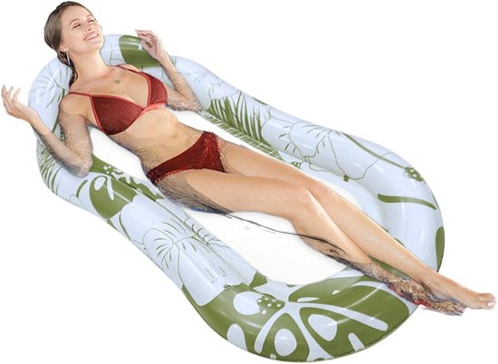 Zwembadstoel - Drijvend vlot - Zomerse ontspanning - Duurzaam PVC - 160 x 90 cm - Groen