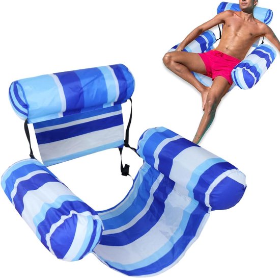 Zwembadstoel Opblaasbaar - Drijvende Ligstoel - Water Ontspanning - Anti-kantel Design - 76 x 40.5 cm - Blauw