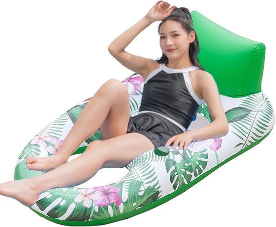 Zwembadstoel - Zwevende matras - Water ontspanning - Stabiliserende structuur - 142 cm - Groen