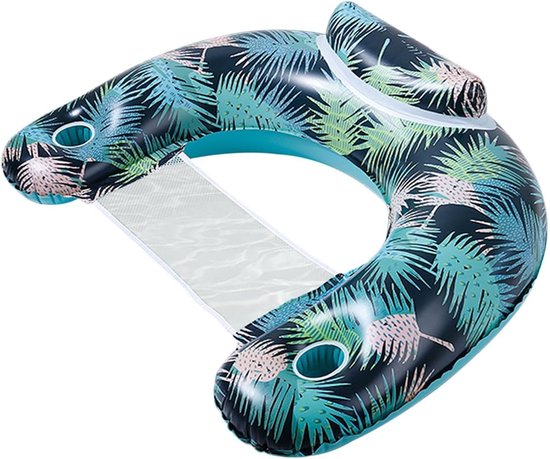 Zwemband Stoel - Drijflounger Vlotter - Ontspannen op Water - Met Bekerhouders - 115x85cm - Donker