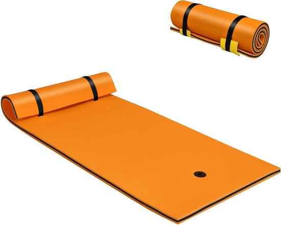 Zwemmat Watermat - Drijvende mat - Ontspannen in water - Scheurbestendig XPE-schuim - 220 x 90 cm - Oranje