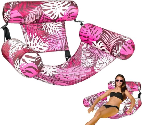 Zwemstoel - Waterligstoel Hangmat - Ontspannen aan water - Robuust mesh en PVC - 76 x 40.5 cm - Roze