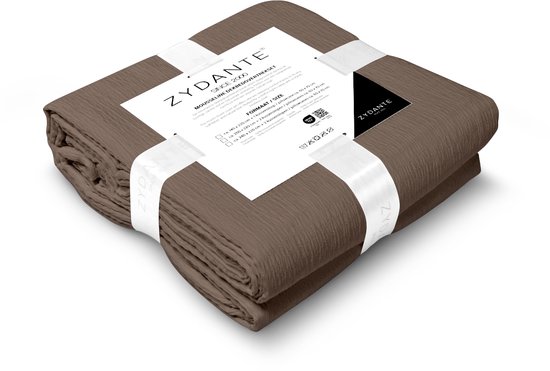 Zydante Dekbedovertrek Set 140x220 cm - Dekbedhoes met 1 Kussensloop - Mousseline - Chocolate