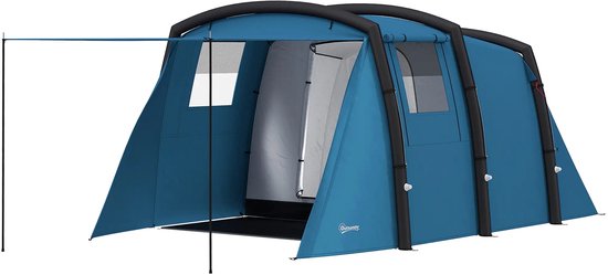 ZYLARO Opblaasbare Tent met Luifel - 3 tot 6 personen - waterdicht - blauw van Merkloos