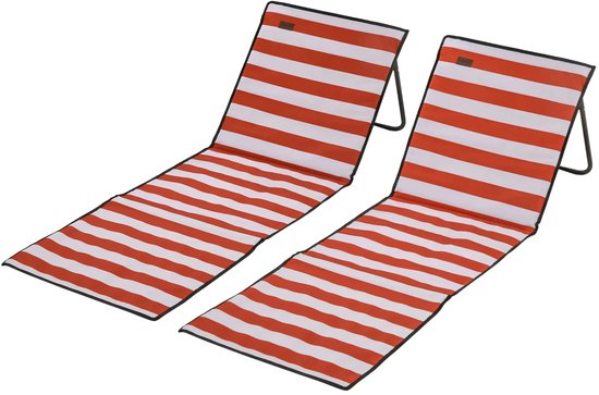 ZYLARO Strandmat Opvouwbaar - Set van 2 - Strandstoel Verstelbaar - Rood en wit