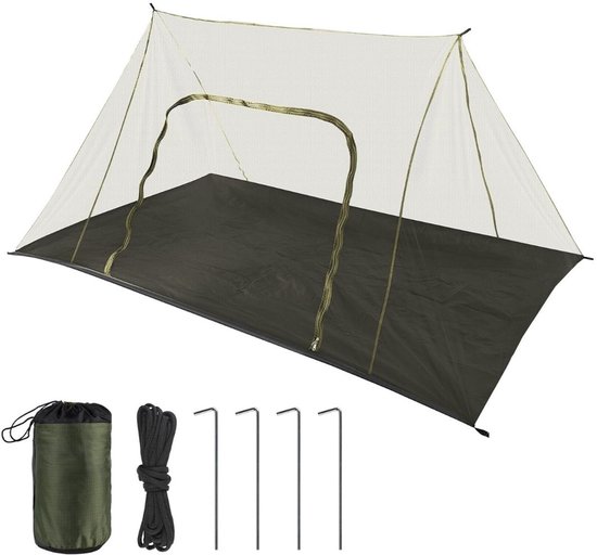Zylo® Klamboe Tent - Pop Up Tent - Inclusief Opbergtas - Lichtgewicht - Waterdichte Muggen Tent met Ritssluiting- 240x140x110cm - Zwart van Merkloos