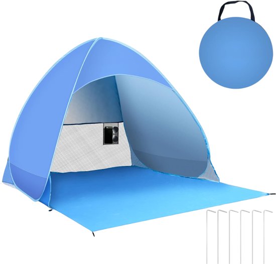 Zyrex® Strandtent uv Bescherming - Strandtent Baby Pop Up – Strandtentje Extra Licht - Blauw - ‎ 165cm x 150cm x 115cm van Merkloos
